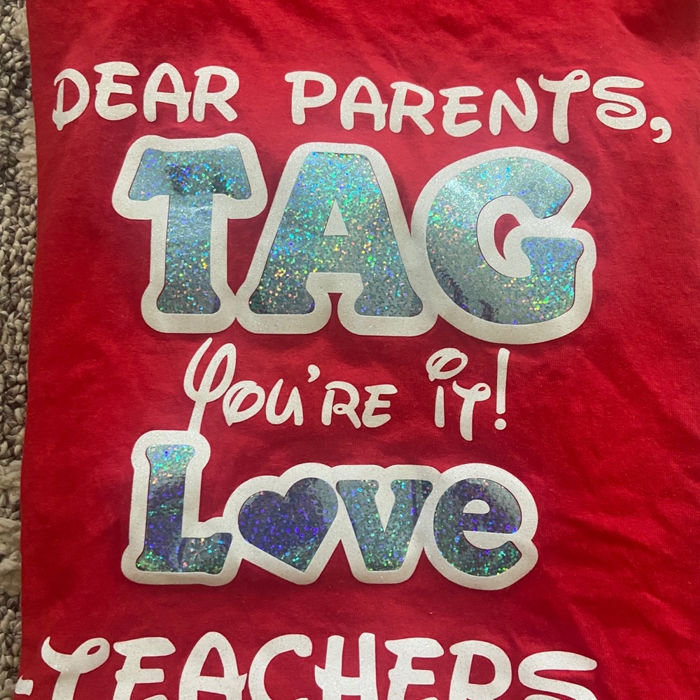 Teacher summer vacation Graphic Tee with Disney Glitter Lettering